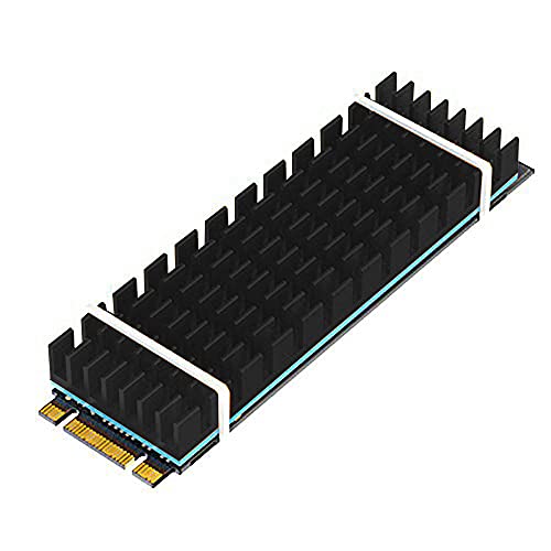 Aluminum Heatsink, CTRICALVER M.2 SSD Heatsink with Heat Conductive Adhesive Film Anti Thermal Bleed Heatsink CPU IC Chip Circuit Board for LED Amplifier (2 Pack, Black)