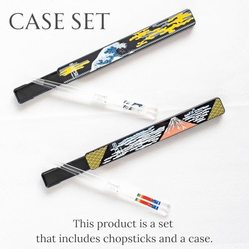 AOBA Handcrafted Authentic Japanese Chopsticks with Case, Set of 2 pairs [Made in Japan/ Dishwasher-safe]: Hokusai Ukiyo-e Thirty-six Views of Mount Fuji, Clear Acrylic, Reusable, 9.1 inch (23cm)