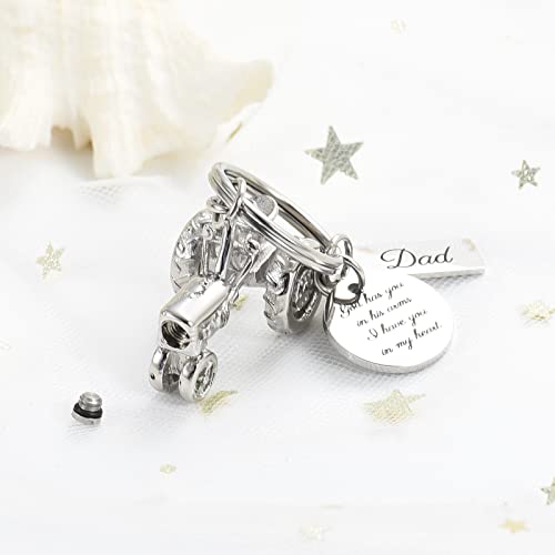 Yinplsmemory Cremation Jewelry Tractor Urn Necklace for Ashes for Men Stainless Steel Tractor Charm Urn Locket Memorial Keepsake Ashes Jewelry Urn Keychain