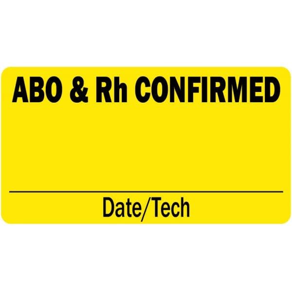 ABO and Rh Confirmed Medical Labels