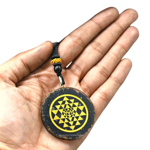 Shungite Orgone Pendant Sri Yantra Round