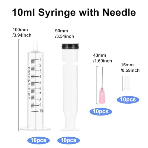 10 ml plastic syringe with needle, pack of 10, colostrum syringes | Individually packed, versatile dosing syringes reusable liquid syringe measuring syringe for garden
