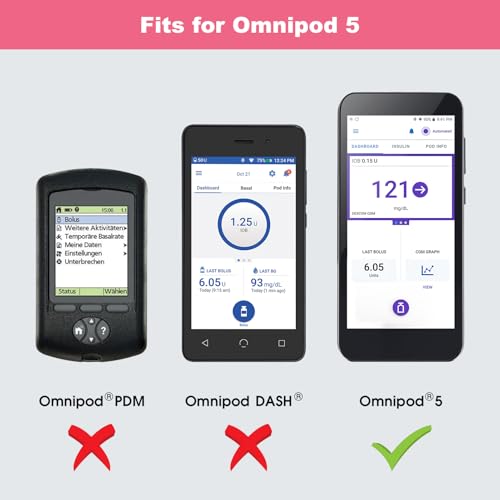 MEDMAX Case for Omnipod 5 | Lightweight PU Leather Protective Case Cover with Cut-Out for Dexcom G7, Diabetic Storage Bag for Omnipod 5 Device magenta
