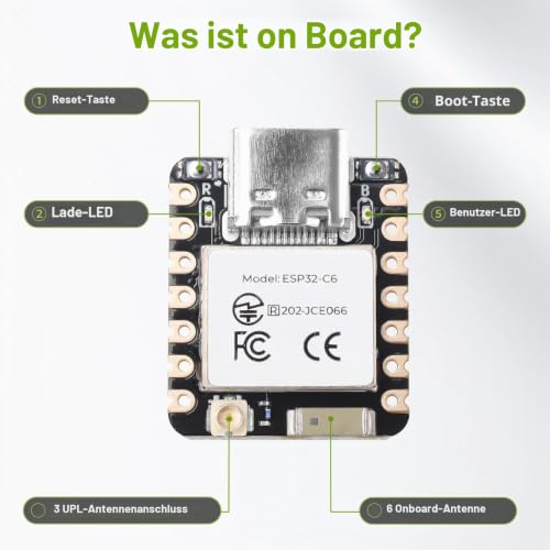 diymore 2PCS for ESP32-C6 Development Board - 2.4GHz WiFi 6, Bluetooth 5.3, Zigbee, Thread (802.15.4) for IoT Projects, Smart Home and Prototyping 2 pieces ESP32 C6
