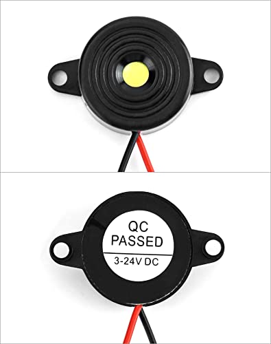 QWORK 8pcs Electronic Buzzer 3-24V Active Buzzer 87dB Buzzer Alarm Piezo Cable Length 100mm 3-24 V