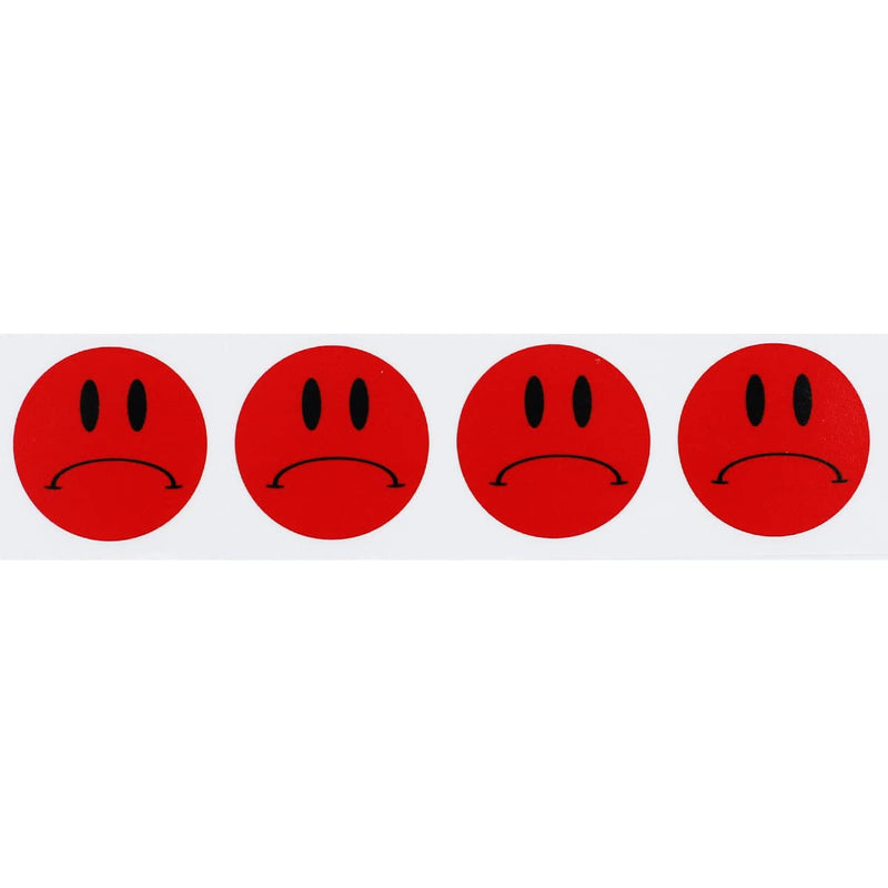 Sad Face Stickers - Red Frowny Face Labels, 0.75 Inch Round Dots, 500 Total Adhesive Stickers for Feedback and Organization - Made in the USA