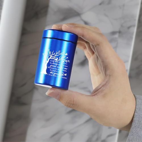 Small Mini Urns for Human Ashes Keepsake Tree of Life Sharing Urns for Female Male, Heart Cremation Jewelry Urn Necklaces for Ashes for Women Men, Blue