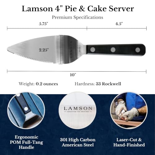 Lamson 4-inch wave edge pie and cake server with ultra-durable handle, perfect for serving slices of cake, pie, and pastries.