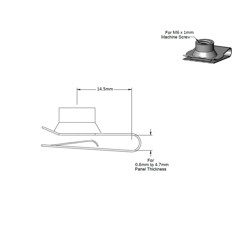 [Australia - AusPower] - Zhoushi World M6 U -Style Clip-On Nut,U-Type Fasteners (Pack of 30) Black 