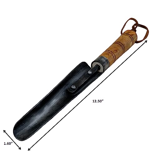 Living Ideas hand forged metal garden transplant trowel with wooden handle, black antique wrought iron finish