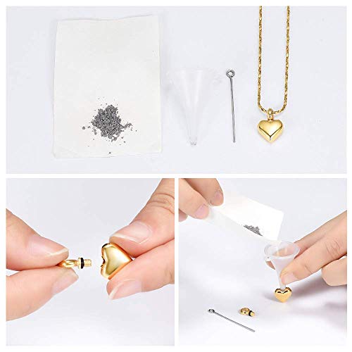 Imrsanl Small Heart Urn Necklace for Ashes Cremation Jewelry for Women Stainless Steel Pendant Memorial Ash Holder Loved Ones Keepsake Silver & Gold