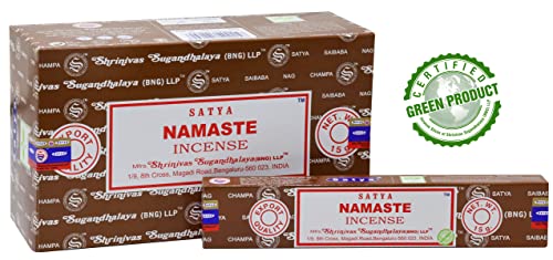 EARTH Satya Namaste Incense Sticks 15 GMS (Pack of 12) (Green Certified) Indian Perfumed Hand Rolled Agarbatti Perfect for Worship,Relaxation, Medication.