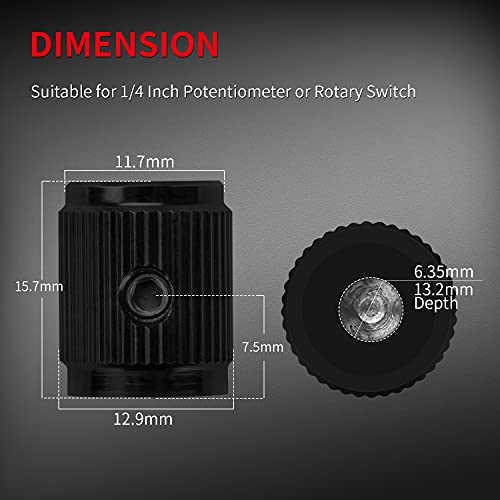 DaierTek Metal Foot Switch Topper with 2 Set Screws + Guitar Effect Pedal Knob Metal Black