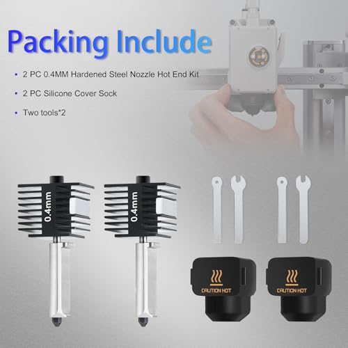 3D Printer 0.4mm Hotend Kit for Bambu Lab A1 and A1 Mini Hardened Steel Nozzle with Silicone Sock and Tools Replacement Extruder Accessories, 2pcs 2*A1