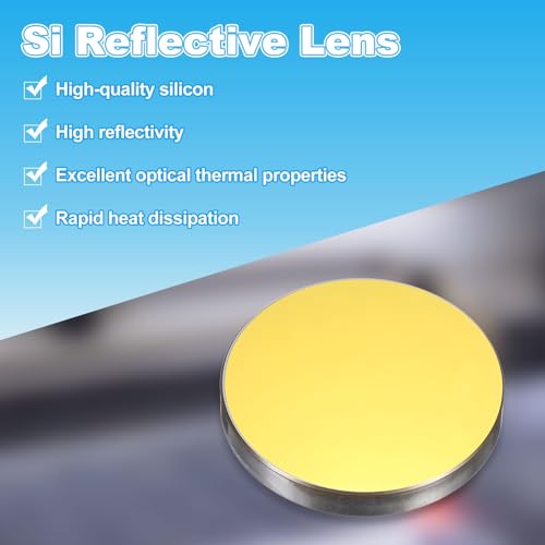 sourcing map 20mm Si Reflective Lens Gold Plated Laser Mirror CO2 Laser Lens Mirrors for 60-300W CO2 Laser Engraving Cutting Machine Engraver Cutter