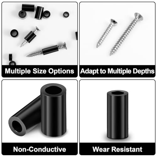 Draupnir black nylon round spacers for M6 and M8 screws, 300-piece electrical outlet kit