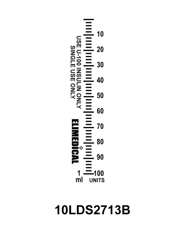 [Australia - AusPower] - Veterinary Insulin Syringe, U-100, 1cc (1ml), 27G x 1/2 inch (12.7mm), Individually Packed, for Pet Cat or Dog, 100 per box, 10LDS2713B 