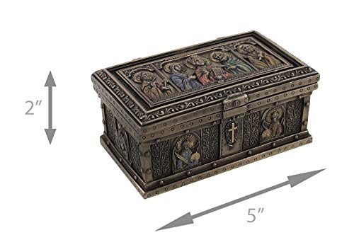 Veronese Design 5 Inch Catholic Saints Rectangular Altar Trinket Box Cold Cast Resin Bronze Finish Home Decor Religious Gift Trinket Box