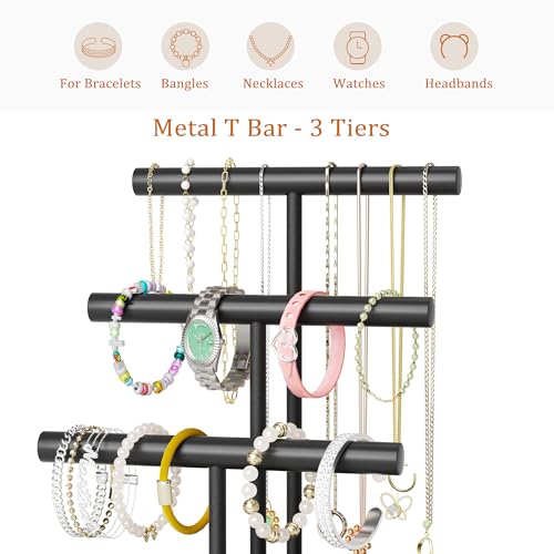 SZQINJI Jewelry Holder Organizer Bracelet Holder Display Stand 3 Tier Black