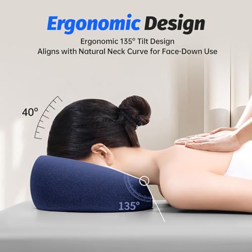 xiaomubiao Face Down Pillows for Massage Table, Massage Headrest for Bed, Face Pillow for Stomach Sleeping, BBL Pillow After Surgery Post Eye Surgery & Vitrectomy Recovery, Removable Cover, Navy Blue