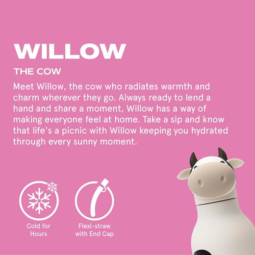 asobu Bestie Cow Water Bottle, Cute Collectible Character, BPA Free WILLOW THE COW