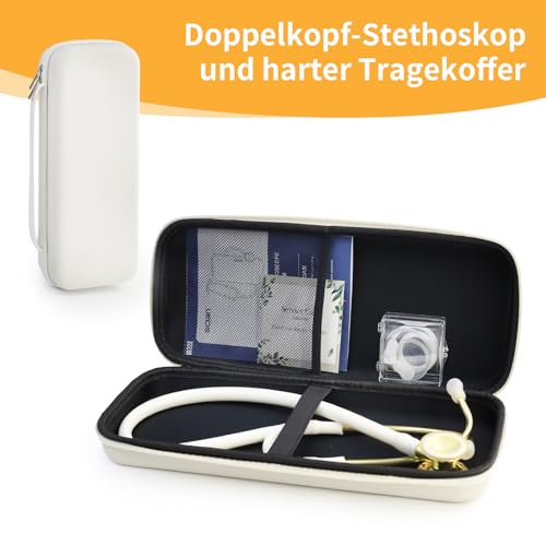 SCIAN Cardiology Stethoscope with Dual Adjustable Diaphragm, Professional Stethoscope with Carry Case for Doctors, Nurses, Medical Students and Clinicians, White