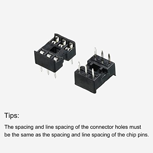 sourcing map Pack of 30 6-Pin DIP IC Sockets, Square Dip-IC Sockets, 2.54 mm Pitch Socket Adapter, Solder Connection for PCB Soldering Perforated Grid Board, Black 6p