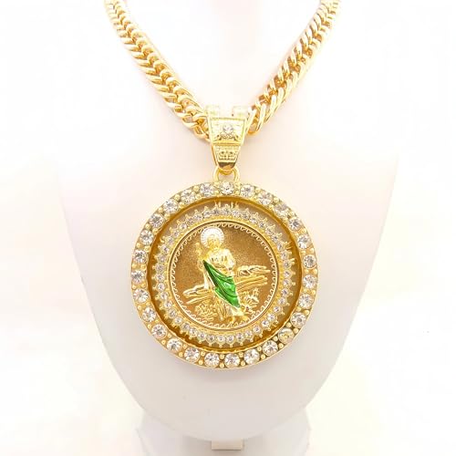 14K Gold Filled San Judas Necklace For Women And Men - Vintage Saint Jude Necklace Religious Necklace Amulet, St. Jude Tadeo Medalla Cadena Oro Laminado, Catholic Religious Christian Jewelry 4 - San Judas Necklace