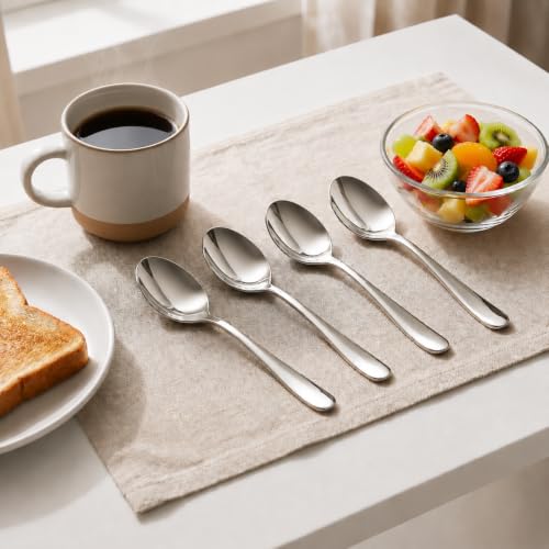 18/10 Stainless Steel Teaspoons Set of 12, 6.7 Inch Tea Spoons Silverware 12 Piece