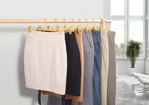 Amber Home 10 Pack Matte Gold Aluminum Pants Hangers, Metal Skirt Hangers