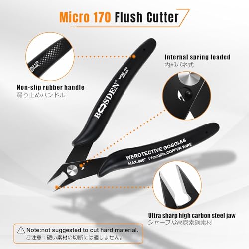 BOOSDEN Mini Pliers Set of 2 with 127 mm Side Cutters and Flush Cutters | For crafts, electronics, model making, cable ties, 3D printing and jewellery making