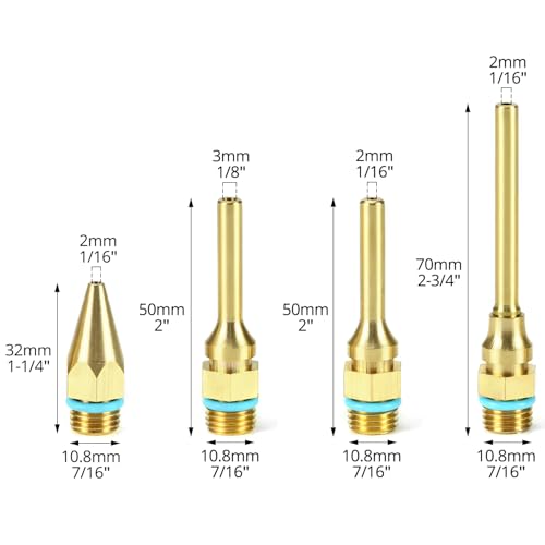 QWORK pure copper glue gun nozzle set with 5 replacement tips in assorted sizes for hot melt glue guns