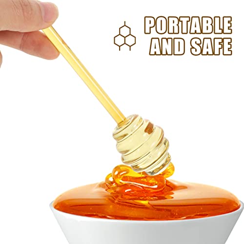 Kichvoe Honey Dipper Glass Stir Stick 5.35 Inch Transparent Honey Stirrer for Jam Syrup Tea Milk Sugar Fruits Household Mixing and Serving Tool