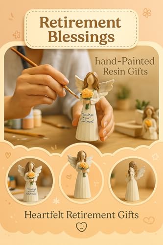 GoGnome Retirement Gift for Woman, Resin Blessings on Your Retirement Angel Statue for Coworker Teacher Nurse Mom Friend, Desk Shelf Home Office Decor (Retirement)
