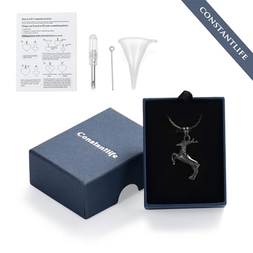 constantlife Cremation Jewelry for Ashes Deer Memorial Urn Necklace Pendant Loved Ones Human Pet Ash Holder Keepsake Gift for Women Men Black
