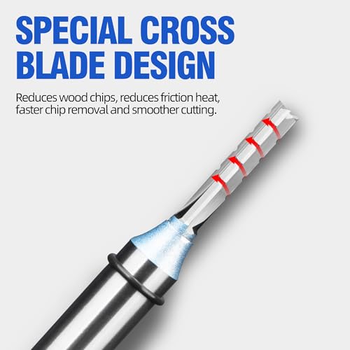 HUHAO TCT straight router bit with 1/2-inch shank, 3 flutes, and 38mm cutting depth for wood CNC milling