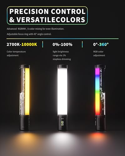 RGB Tube Light TL30,12" Handheld LED Light Stick,5000mAh Battery