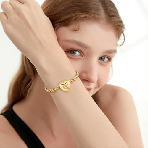 zeqingjw Heart Cremation Memorial Urn Bracelet for Ashes for Women Stainless Steel Adjustable Keepsake Bangle Cremation Memorial Ash Jewelry Gold