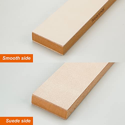 SHARPAL 205H Double-Sided Leather Strop (330 x 60 mm) Kit with 53g Polishing Paste & Angle Guide, Honing Knives | Genuine Cowhide Leather Painting Pad with 57g Polishing Compound and Angle Guide, Knife Strop for Honing Knives, Tools