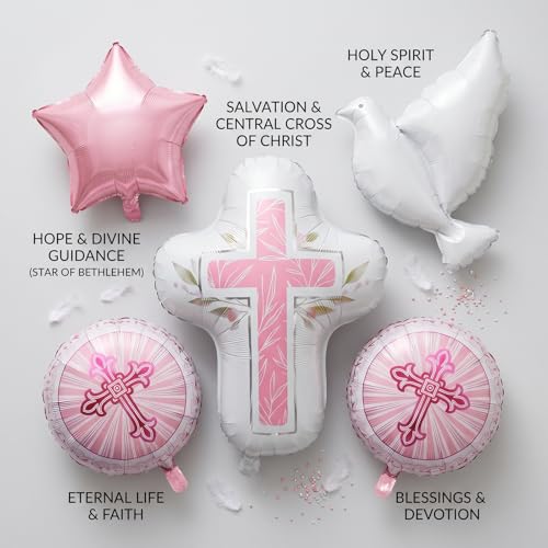 First Holy Communion Decorations - Religious Theme Foil Balloons Set Dove
