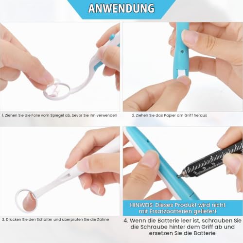 ACWOO Mouth Mirror with LED Light, Pack of 2 Oral Dental Mirror, Dental Mirror with Anti-Fog Coating, Mouth Tooth Inspection Mirror, Dental Care Mirror for Dental Care (Blue + Pink) Blue + Pink