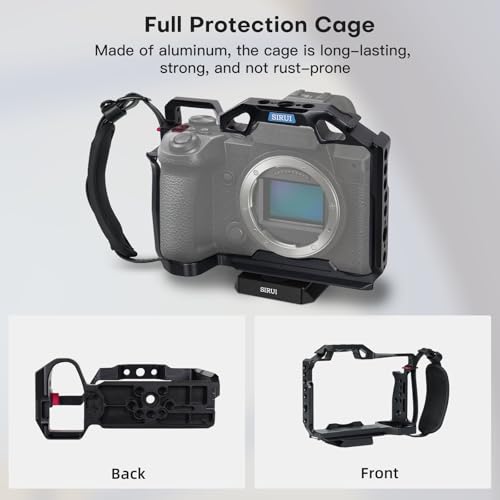 SIRUI S5II S5IIX G9 II Camera Cage with Wrist Strap, Full Cage for Panasonic LUMIX S5II S5IIX G9 with Built-in Plate for Arca, NATO Rail, Cold Shoe, Multi Threads, and 3/8" Locating Holes for ARRI Cage for S5II etc.
