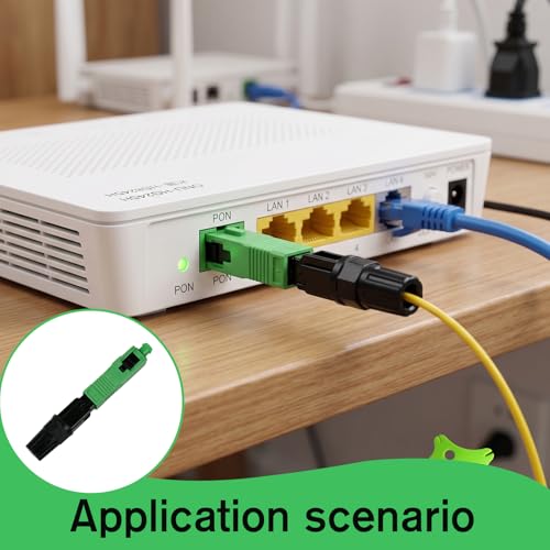 SC/APC Quick Connector for Single Mode Fibre Optic Quick Fibre IEC Connection, Singlemode Embedded Fibreglass Cold-Fibre Connector, SC/APC for Connection with Glass Fibres, Pack of 10