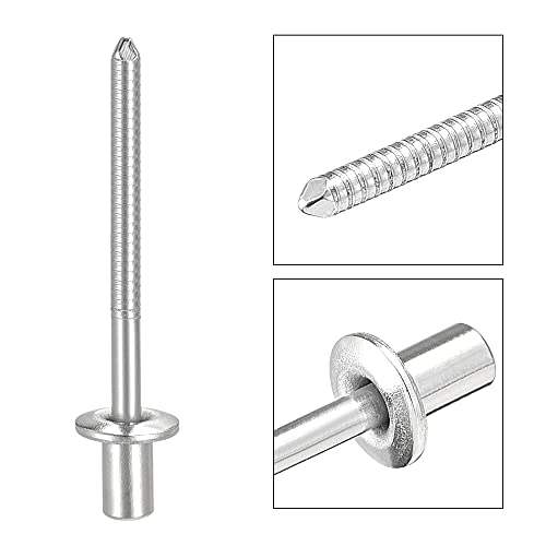 uxcell Blind Rivets, 304 Stainless Steel Pull Rivets Core Decoration Rivets 4mm Diameter 7mm Grip Length Silver Tone, 100pcs