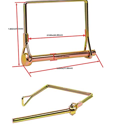[Australia - AusPower] - 10 Pieces 1/4 Inch Wire Lock Pin, Trailer Coupler Pin,Hitch pin,Heavy Duty Safety Coupler Pin Shaft Locking Pin for Farm Trailers Wagons Lawn Garden(Square, Gold) 