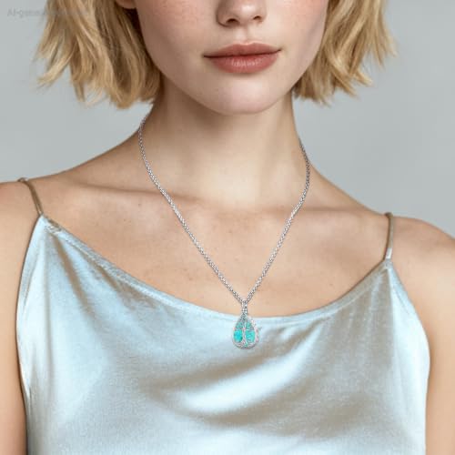 Eusense Cremation Jewelry Urn Necklace In Loving Memory Turquoise Blue-1