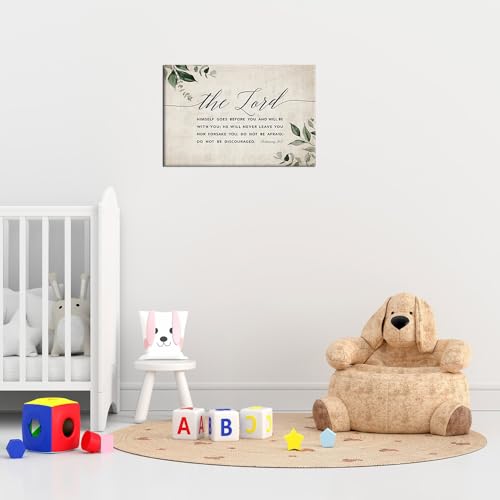 Zhefoart Deuteronomy 31 8 Bible Verse Wall Art The Lord Himself Goes Before You scripture Poster for Bedroom Decorations Framed Canvas for Home Office 08x12 inches 12"L x 8"W