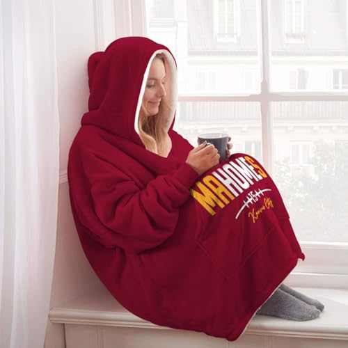 Mahomes Wearable Blanket Hoodie Patrick - Go Big Or Go Mahomes - Flannel Hooded Blanket Sweatshirt - Birthday, Father's day, Mother's day, Christmas Day Gifts For Football Fans