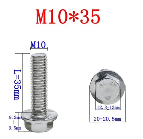 [Australia - AusPower] - Stainless Steel Flange Screws, Flange Bolts, Exhaust Manifold Hardware Kit (Bolts&Nuts) M10X1.5-35mm (6-Pack) 