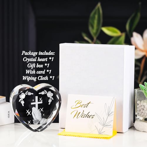 Ornalrist 3D Praying Hand Figurines Glass Religious Gift for Women Ornament Praying Hands